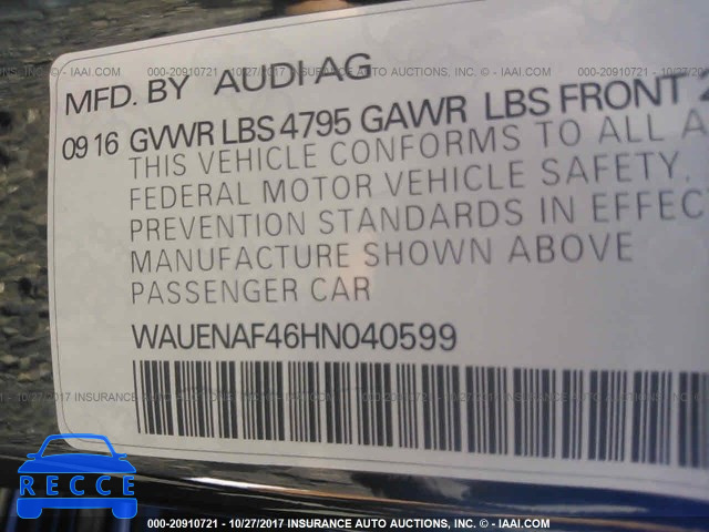 2017 AUDI A4 PREMIUM PLUS WAUENAF46HN040599 image 8