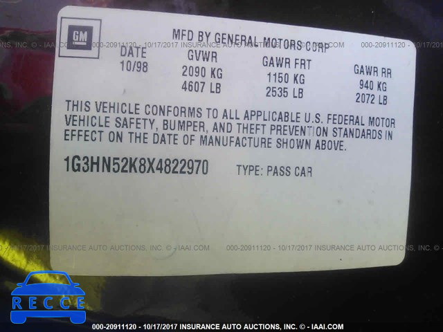 1999 Oldsmobile 88 LS 1G3HN52K8X4822970 image 8