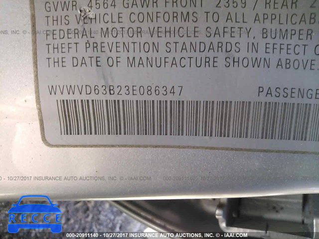 2003 Volkswagen Passat GLS WVWVD63B23E086347 зображення 8