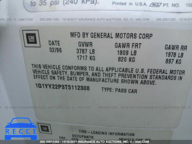 1996 Chevrolet Corvette 1G1YY22P3T5112308 image 8