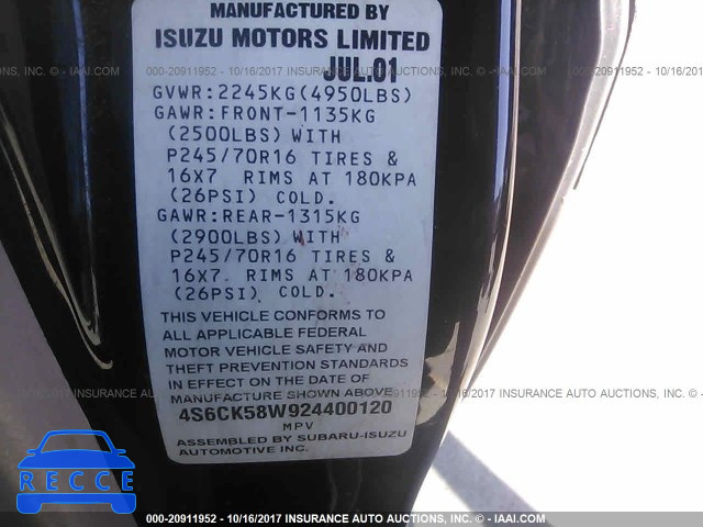 2002 Honda Passport EX/LX 4S6CK58W924400120 image 8