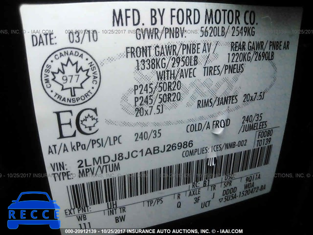 2010 Lincoln MKX 2LMDJ8JC1ABJ26986 image 8