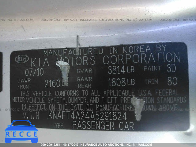 2010 KIA Forte KNAFT4A24A5291824 image 8