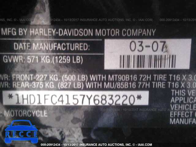 2007 Harley-davidson FLHTCUI 1HD1FC4157Y683220 зображення 9