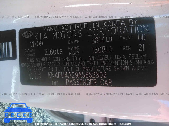 2010 KIA Forte KNAFU4A29A5832802 image 8