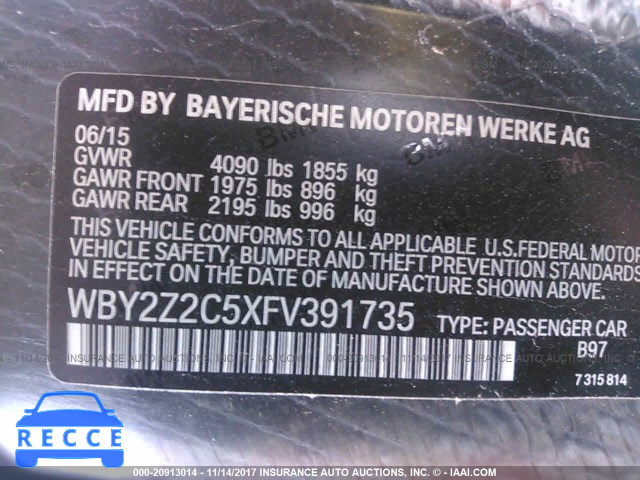 2015 BMW I8 WBY2Z2C5XFV391735 зображення 8