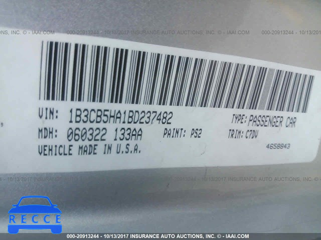 2011 Dodge Caliber HEAT 1B3CB5HA1BD237482 зображення 8