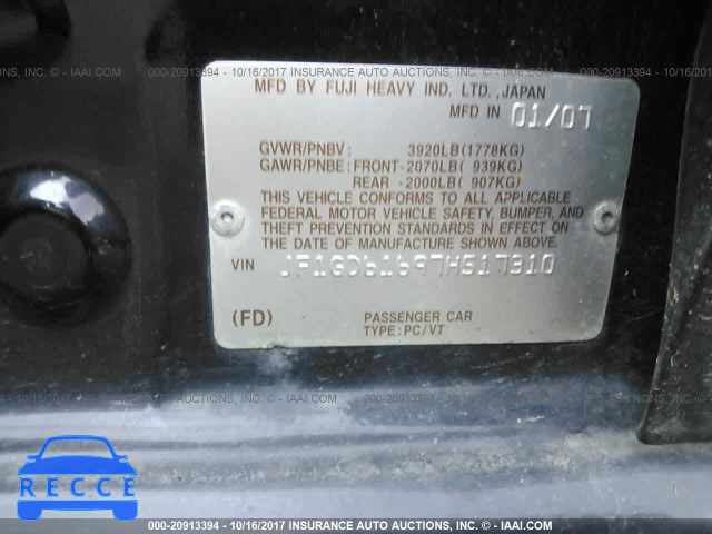 2007 Subaru Impreza JF1GD61697H517310 image 8