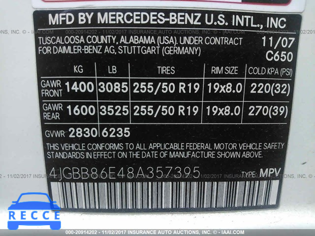 2008 Mercedes-benz ML 350 4JGBB86E48A357395 image 8