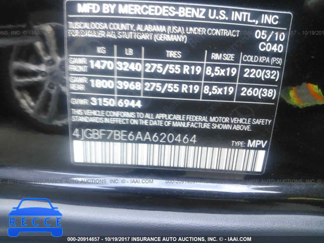 2010 Mercedes-benz GL 4JGBF7BE6AA620464 зображення 8