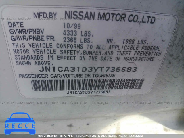 2000 Nissan Maxima GLE/GXE/SE JN1CA31D3YT736683 image 8