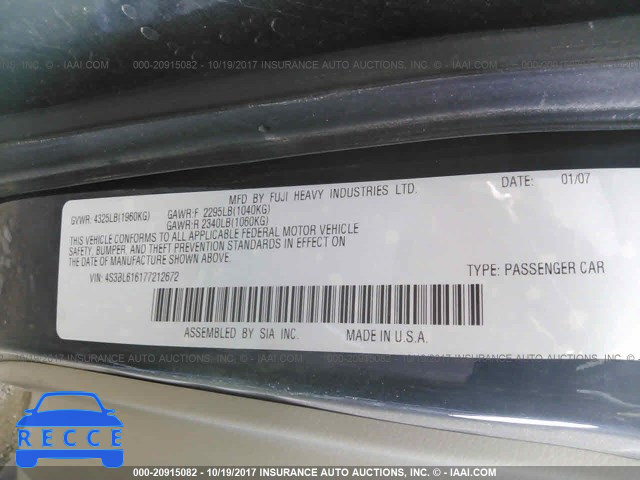 2007 Subaru Legacy 2.5I 4S3BL616177212672 Bild 8