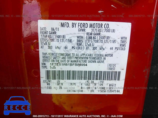 2011 Ford F150 1FTEX1R61BFB88994 image 8