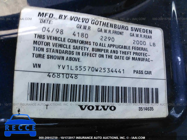 1998 Volvo S70 YV1LS5570W2534441 Bild 8