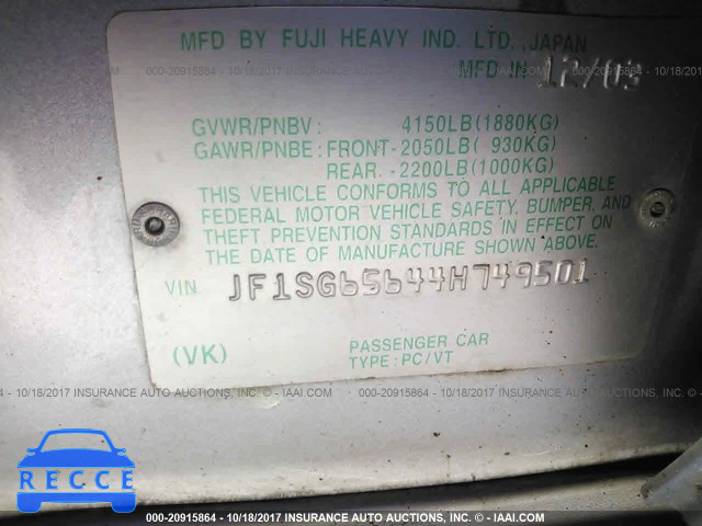 2004 Subaru Forester 2.5XS JF1SG65644H749501 image 8