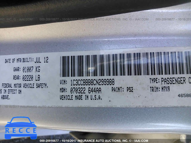 2012 Chrysler 200 1C3CCBBB8CN299988 image 8