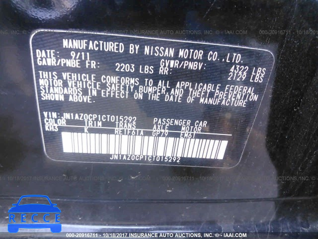 2012 Nissan Leaf JN1AZ0CP1CT015292 зображення 8