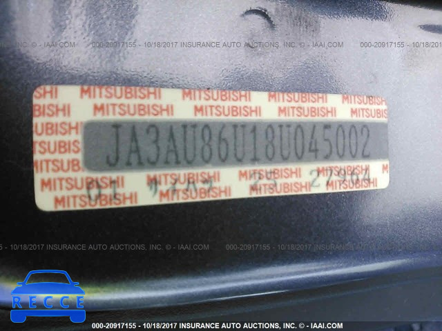 2008 Mitsubishi Lancer GTS JA3AU86U18U045002 зображення 8