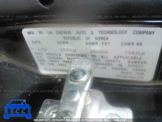 2008 SUZUKI FORENZA KL5JD56Z88K954657 image 8