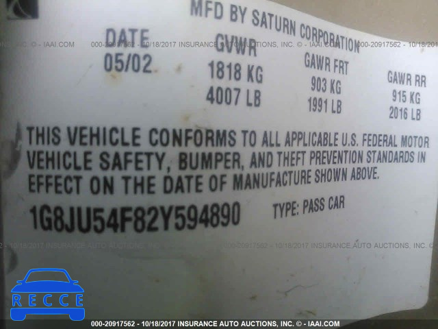 2002 Saturn L200 1G8JU54F82Y594890 image 8