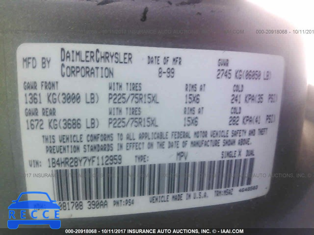 2000 Dodge Durango 1B4HR28Y7YF112959 image 8