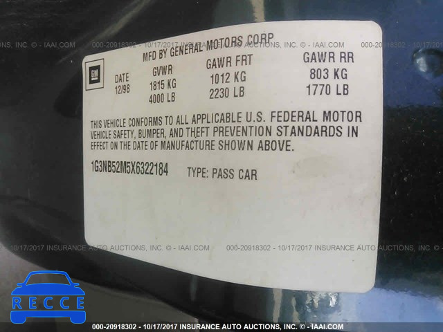 1999 Oldsmobile Cutlass 1G3NB52M5X6322184 Bild 8