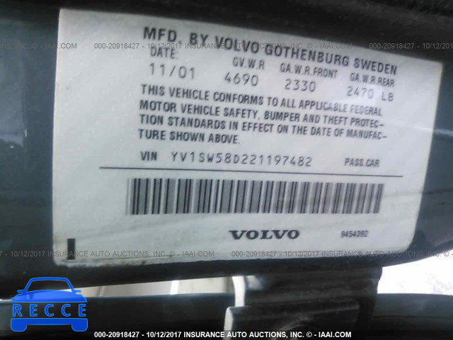 2002 Volvo V70 2.4T YV1SW58D221197482 image 8