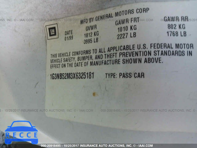 1999 Oldsmobile Cutlass GL 1G3NB52M3X6325181 image 8