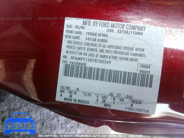 2000 Ford Escort ZX2 3FAKP1130YR182349 image 8