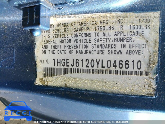 2000 Honda Civic 1HGEJ6120YL046610 image 8