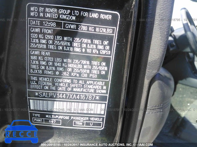 1999 Land Rover Range Rover SALPV1447XA416787 image 8