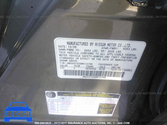 2006 INFINITI M35 SPORT JNKAY01E26M110796 image 8