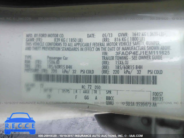 2014 Ford Fiesta SE 3FADP4EJ1EM111625 image 8