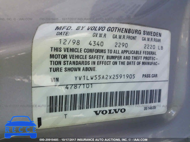 1999 Volvo V70 YV1LW55A2X2591905 image 8