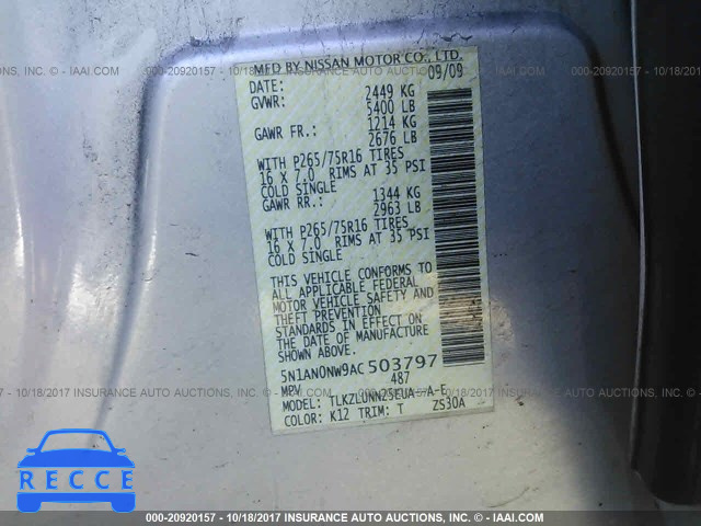 2010 Nissan Xterra OFF ROAD/S/SE 5N1AN0NW9AC503797 image 8