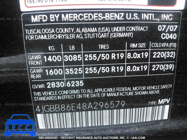 2008 Mercedes-benz ML 350 4JGBB86E48A296579 image 8