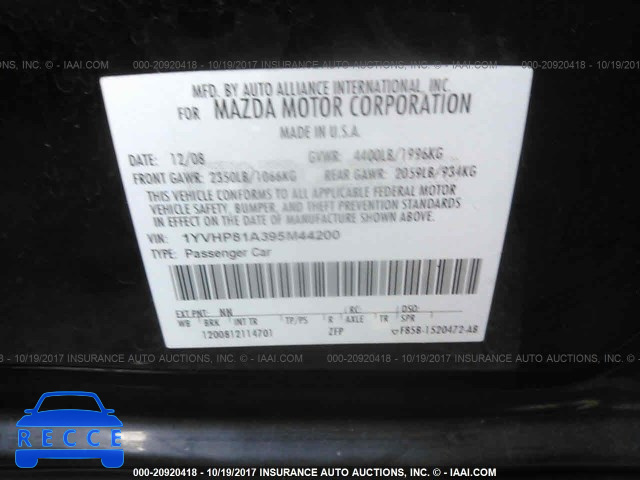 2009 Mazda 6 1YVHP81A395M44200 Bild 8