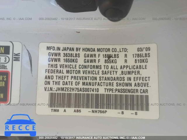 2010 Honda Insight JHMZE2H75AS007410 image 8