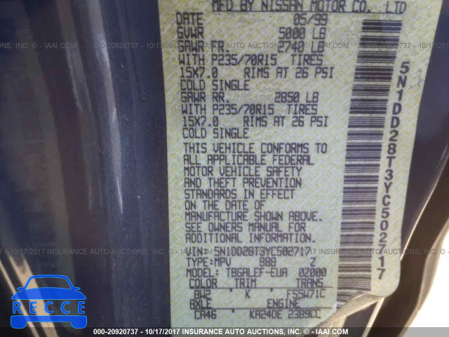 2000 Nissan Xterra 5N1DD28T3YC502717 image 8
