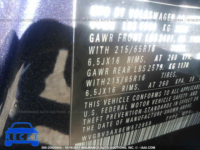 2014 Volkswagen Tiguan S/SE/SEL/R-LINE WVGBV3AX8EW572859 image 8