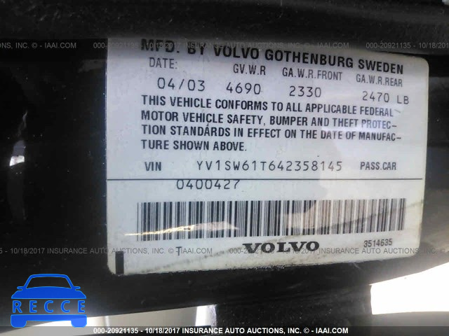 2004 Volvo V70 YV1SW61T642358145 зображення 8