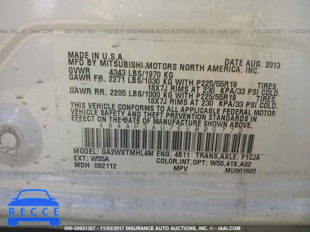 2014 Mitsubishi Outlander Sport ES 4A4AP3AU7EE006772 image 8