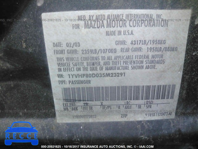 2003 Mazda 6 1YVHP80D035M23291 зображення 8