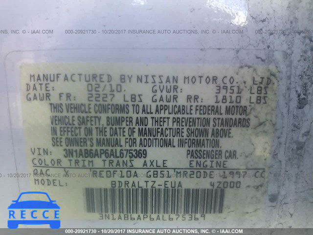 2010 Nissan Sentra 3N1AB6AP6AL675369 image 8