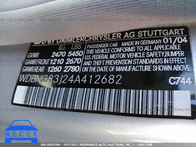 2004 Mercedes-benz S 430 4MATIC WDBNG83J24A412682 Bild 8