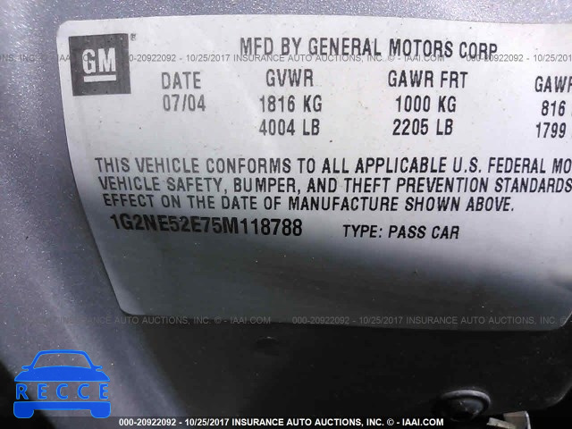 2005 Pontiac Grand Am SE 1G2NE52E75M118788 image 8