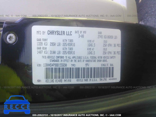 2008 Dodge Grand Caravan SXT 1D8HN54P98B155690 image 8