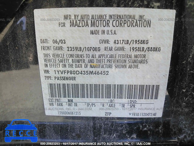 2003 Mazda 6 S 1YVFP80D435M46452 Bild 8