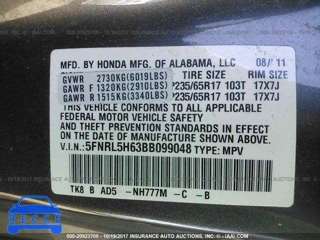 2011 Honda Odyssey 5FNRL5H63BB099048 image 8
