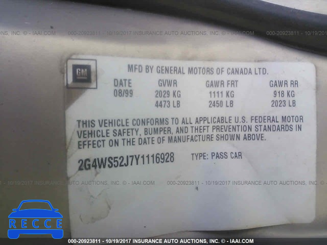 2000 Buick Century 2G4WS52J7Y1116928 image 8